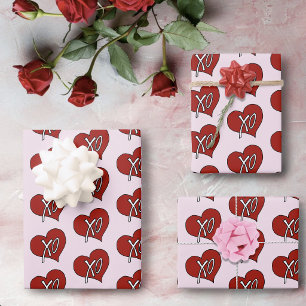 Sweet Red XO Heart Love Hugs Kisses Wrapping Paper Sheet