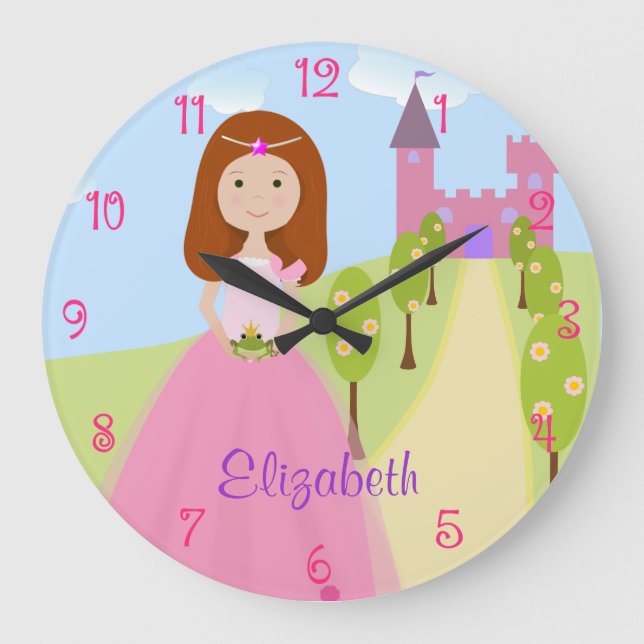 Sweet Redhead Princess Personalized Large Clock (Front)