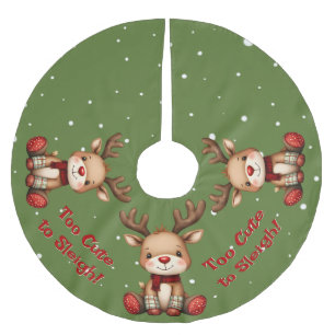 Sweet Reindeer Pair in Holiday Snowfall Brushed Polyester Tree Skirt