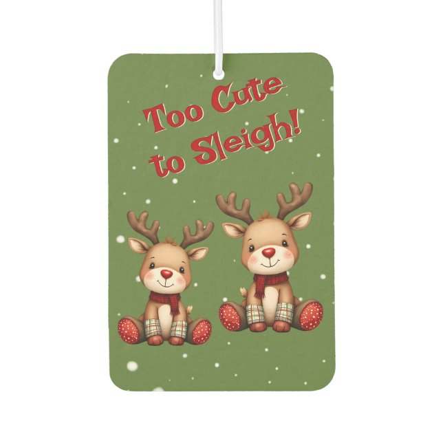 Sweet Reindeer Pair in Holiday Snowfall Car Air Freshener (Front)