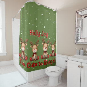Sweet Reindeer Pair in Holiday Snowfall Shower Curtain