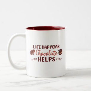 Sweet relief Life happens chocolate helps chocolat Two-Tone Coffee Mug