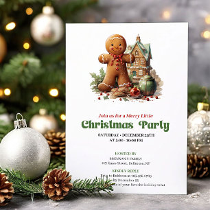 Sweet retro Christmas gingerbread man party invite