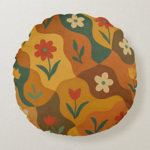Sweet Retro Country Garden Pattern Round Cushion