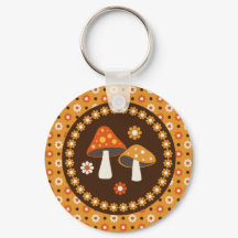 Sweet Retro Mushrooms and Flowers