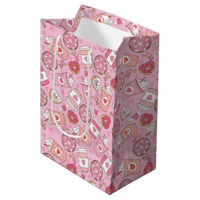 Sweet Retro Valentine's Medium Gift Bag (Front Angled)