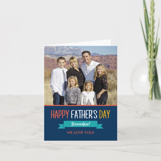 Sweet Ribbon Fathers Day Photo Card (Front)