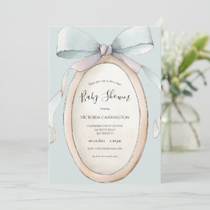 Sweet Ribbons & Bows Vintage Blue Baby Shower Invitation
