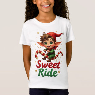 Sweet Ride Elf Christmas Kids T-Shirt