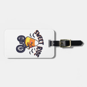 Sweet Ride Funny Candy Corn Biking Halloween Luggage Tag