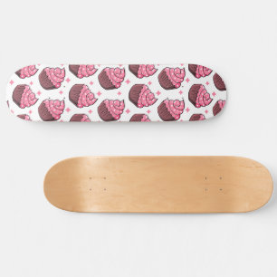 Sweet Ride - Pink Cupcakes and White Stars Skateboard