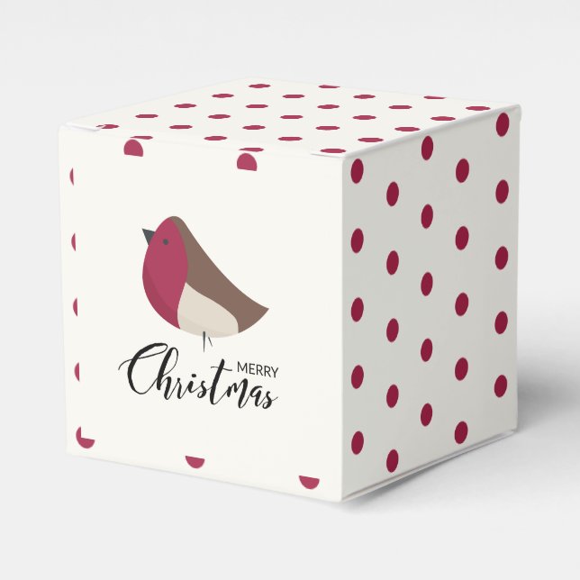 Sweet Robin and Red Bow  Favour Box (Front Side)