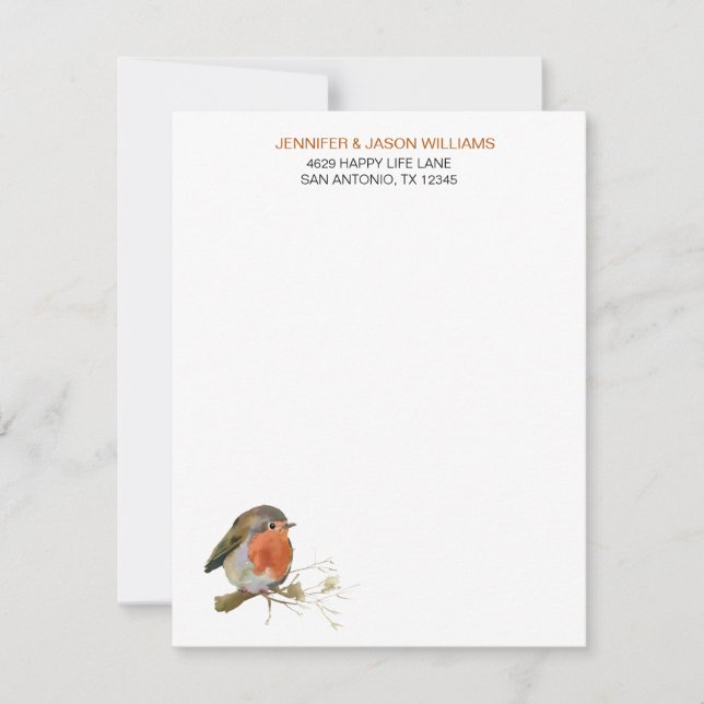 Sweet Robin Bird Nature Lover Stationery Card (Front)
