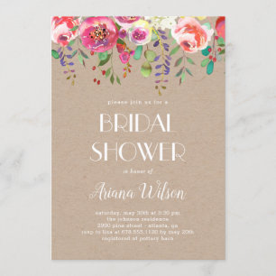 Sweet Romance Bridal Shower Invitation Kraft