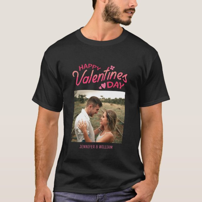 Sweet Romance Pink Fur Photo Valentine Day T-Shirt (Front)
