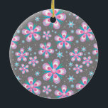 Sweet Romantic  Abstract Pink Flowers Pattern Ceramic Tree Decoration<br><div class="desc">Sweet Romantic  Abstract Pink Flowers Pattern</div>