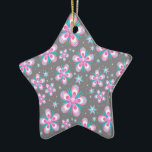 Sweet Romantic  Abstract Pink Flowers Pattern Ceramic Tree Decoration<br><div class="desc">Sweet Romantic  Abstract Pink Flowers Pattern</div>