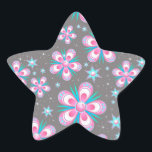 Sweet Romantic  Abstract Pink Flowers Pattern Star Sticker<br><div class="desc">Sweet Romantic  Abstract Pink Flowers Pattern</div>