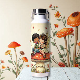 Sweet Romantic Fairies   Cottage Core Mushrooms Water Bottle
