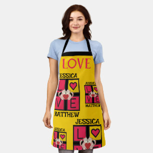 Sweet Romantic Happy Valentines Day Couple Name Apron
