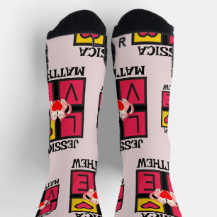Sweet Romantic Happy Valentines Day Couple Name Socks