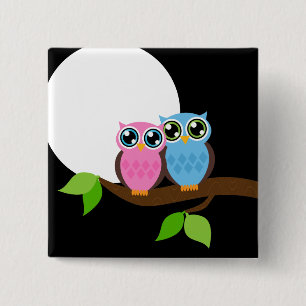 Sweet Romantic Owls 15 Cm Square Badge