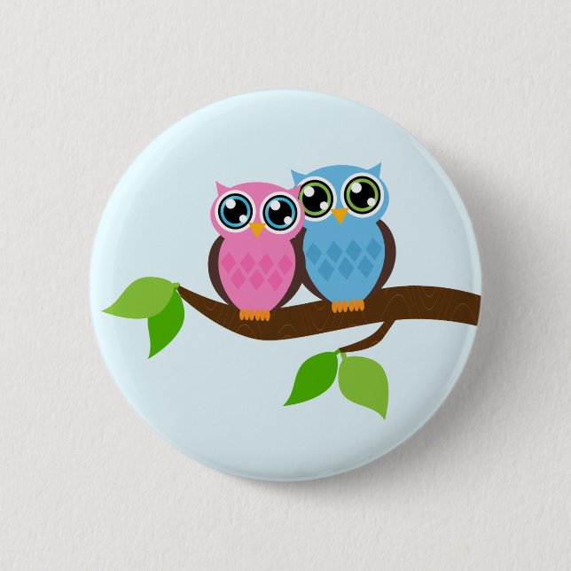 Sweet Romantic Owls 6 Cm Round Badge (Front)