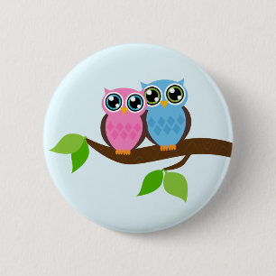 Sweet Romantic Owls 6 Cm Round Badge