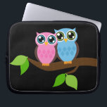 Sweet Romantic Owls Laptop Sleeve<br><div class="desc">Two owls perched on a branch.</div>