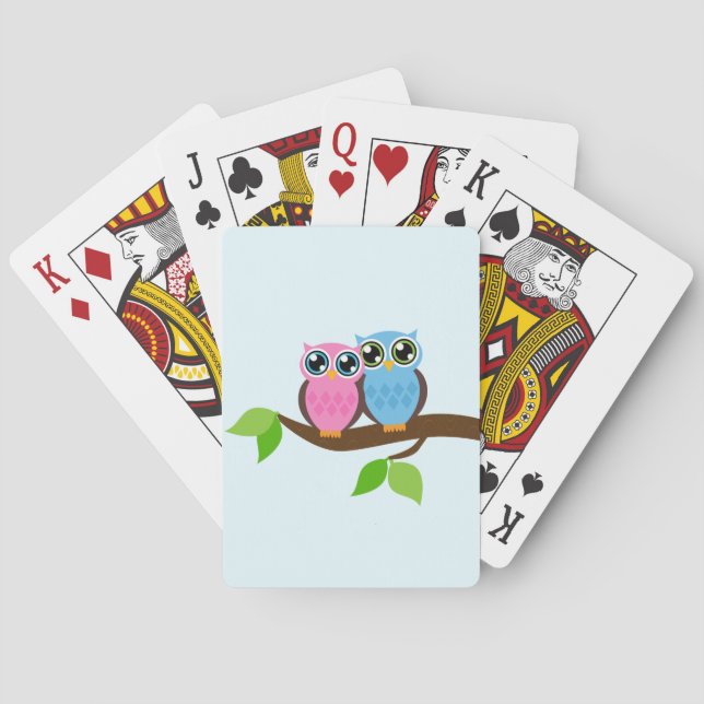 Sweet Romantic Owls Playing Cards (Back)