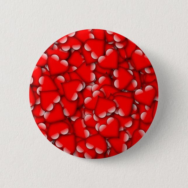 Sweet Romantic Valentine Love Hearts Red 6 Cm Round Badge (Front)