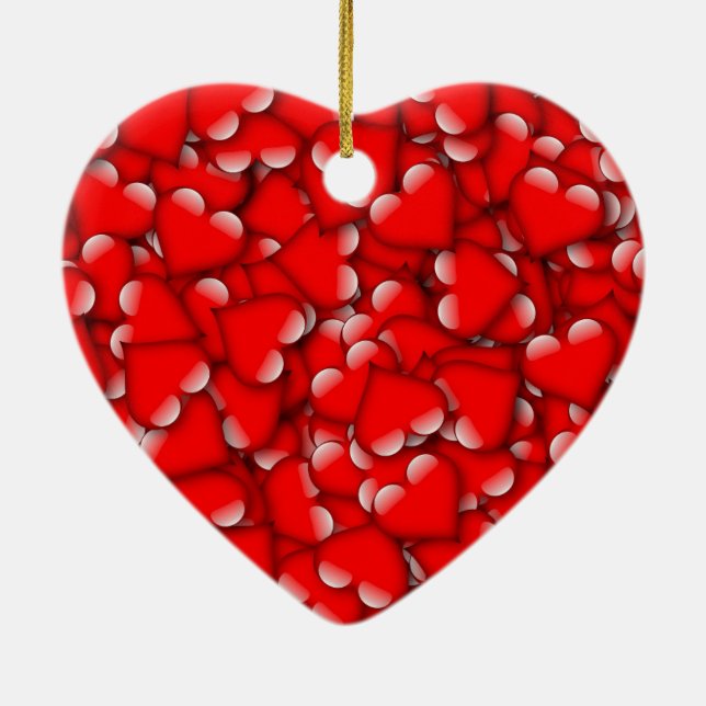 Sweet Romantic Valentine Love Hearts Red Ceramic Tree Decoration (Back)