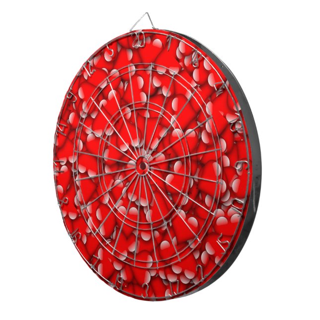 Sweet Romantic Valentine Love Hearts Red Dartboard (Front Right)