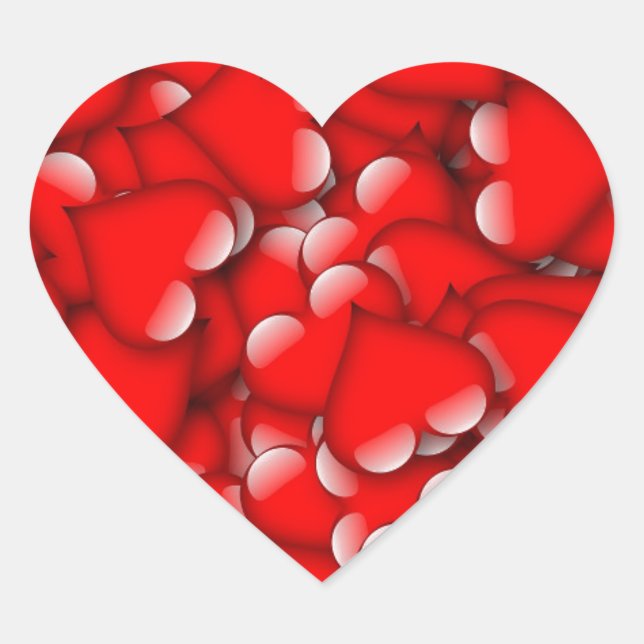 Sweet Romantic Valentine Love Hearts Red Heart Sticker (Front)