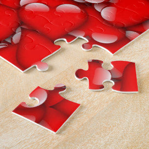 Sweet Romantic Valentine Love Hearts Red Jigsaw Puzzle