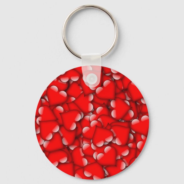 Sweet Romantic Valentine Love Hearts Red Key Ring (Front)