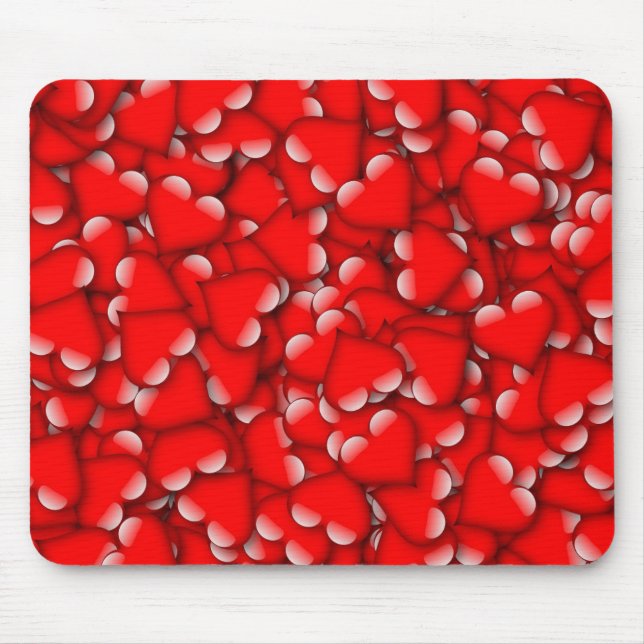 Sweet Romantic Valentine Love Hearts Red Mouse Mat (Front)