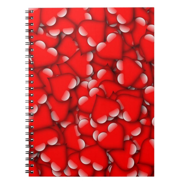 Sweet Romantic Valentine Love Hearts Red Notebook (Front)
