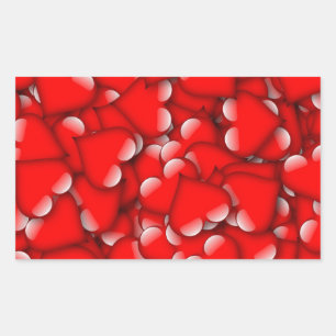 Sweet Romantic Valentine Love Hearts Red Rectangular Sticker
