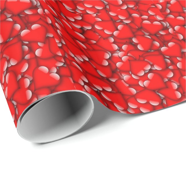 Sweet Romantic Valentine Love Hearts Red Wrapping Paper (Roll Corner)