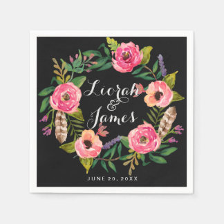 Sweet romantic watercolor flowers napkin