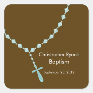 Sweet Rosary Beads Baptism Favour Seal Blue