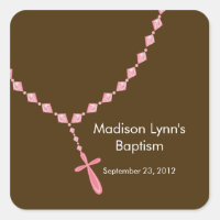 Sweet Rosary Beads Baptism Favour Seal Pink