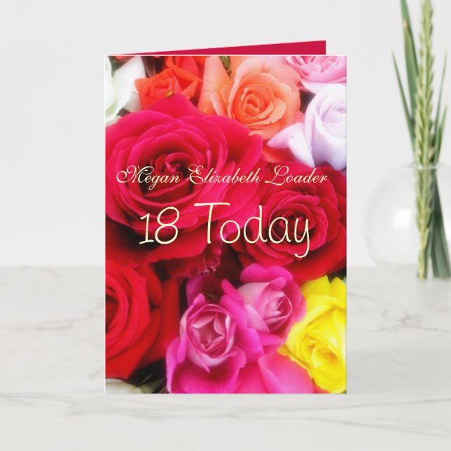 Sweet Roses 18th Birthday Photo Card (Front)