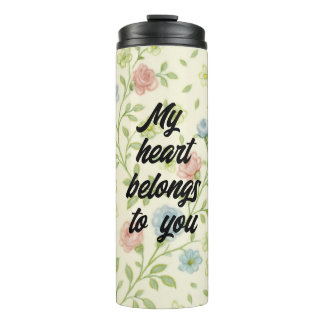Sweet Roses & Clover Seamless Pattern - Gentle Flo Thermal Tumbler