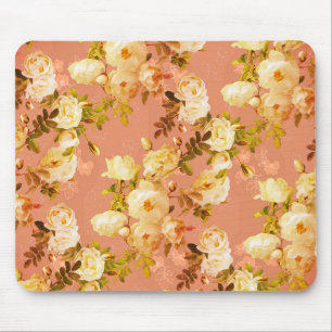 Sweet Roses on Orange Background Mouse Mat