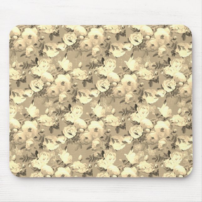 Sweet Roses on Sepia  Mouse Mat (Front)