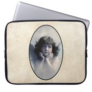 Sweet Rosy Cheeked Vintage Angel in Clouds Laptop Sleeve