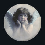 Sweet Rosy Cheeked Vintage Angel in Clouds Magnet<br><div class="desc">Beautiful vintage design of a sweet angel with soft white wings and rosy cheeks,  holding her face in her hands. Looking peaceful and kind. The background is filled with soft ethereal clouds.</div>