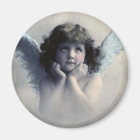 Sweet Rosy Cheeked Vintage Angel in Clouds